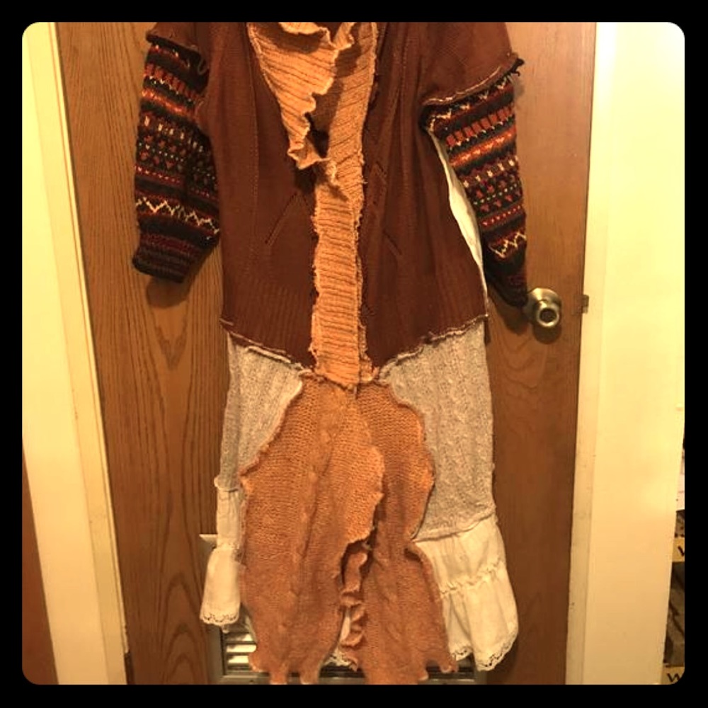 Lagen look sweater duster earthtones